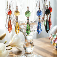 Boule de cristal en verre, perles octogonales colorées, pendentifs en perles pointues de 38mm, ornements suspendus, décorations lumineuses