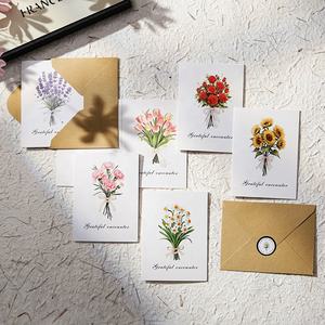 Cartes de vœux de style bouquet avec enveloppe, bénédiction, remerciements, cartes pliables pour la fête des mères, la Saint-Valentin, Noël - Product Image 3