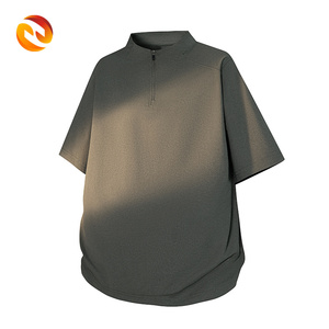 <span class=keywords><strong>Camiseta</strong></span> de verano de manga corta para <span class=keywords><strong>hombre</strong></span>, <span class=keywords><strong>hombreras</strong></span>, diseño personalizado de alto nivel, Color sólido, semi-cremallera, 240 gramos de tela, camisetas simples - Product Image 2