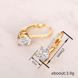 Orecchini a Cerchio con Quattro Punte in Zirconia per Donne, Eleganti Gioielli da Sera alla Moda - Product Image 4