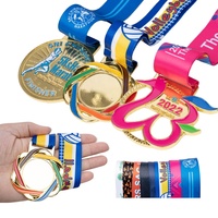 Fabrication de Médailles Personnalisées Marathon Course Football Judo Taekwondo Gymnastique Trophée Sportif Vierge en Métal Doré avec Ruban