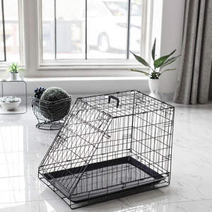 Katlanabilir, Ağır Hizmet Tipi, Plastik Tepsili, Modern Tarz Metal ve Demirden Üretilmiş, Özelleştirilebilir, Çift Kapılı Köpek Kafesi - Product Image 6