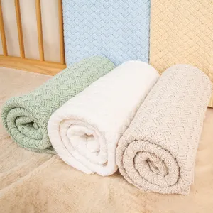 Oeko tex soft jersey pointelle 100% cotton knitted baby blanket for stroller bed sleeping