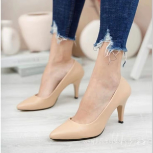 Chaussures à talons aiguilles classiques pour femmes, 9 cm, bout pointu, décoration en strass, fermeture à enfiler, pointures 36 à 40, fabriquées en Turquie - Product Image 1