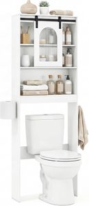 Meuble de rangement pour salle de bain au-dessus des toilettes avec porte coulissante, organisateur de salle de bain de style farmhouse de 32,3 po de large avec porte-papier toilette - Product Image 6