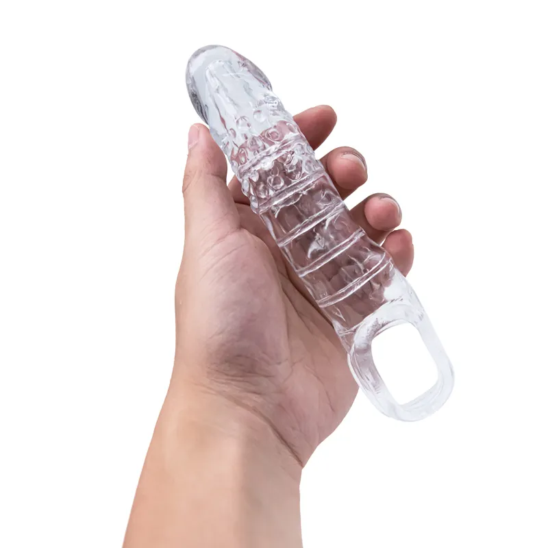Dingfoo Wholesale Dildo Penis Extension Sleeve Delay Lasting Double Men Cock Ring Penis Sleeve Cock Ring Condom With Vibrating