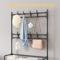 Meilleures ventes en gros 2026 : Étagère de rangement sur pied pour manteaux, vêtements et sacs, avec porte-chaussures et crochets pour chambre et dortoir