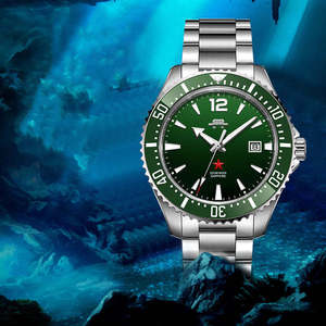 Reloj de Negocios Beijing Zheng He's Treasure Ship, con Cristal de Zafiro, Mecanismo Automático, Acero Inoxidable, Degradado Verde - Product Image 3