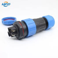 Conector Circular de Alimentación KMYD LD24 IP68 Impermeable, 2-9 Pines, Contacto de Latón, Montaje en Panel con Tuerca Trasera, Macho/Hembra, 380V 5A-45A