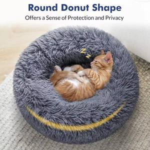 Samt Donut Bett für Katzen und Hunde Wasch bares rutsch festes rundes flauschiges Plüsch Buntes gemütliches ruhiges Haustier bett - Product Image 5