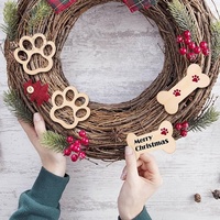 Bois inachevé chien os découpes blanc en bois chien patte découpe peinture Graffiti artisanat créatif ornements pour animal de compagnie maison décor