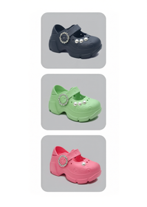 Zoccoli con perle stile Mary Jane, scarpe estive per donne e ragazze, taglia 24, tomaia in plastica morbida e leggera, intersuola in EVA - Product Image 1