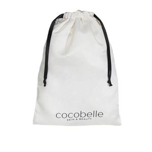 Pochette à cordon en satin blanc pour cosmétiques, soins de la peau et perruques, personnalisable, sac d'emballage en satin doux avec cordon de serrage, vente en gros - Product Image 1