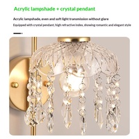 Lampe murale LED pour chambre à coucher, chevet, entrée, couloir, salon, style rétro français, design de luxe en cristal