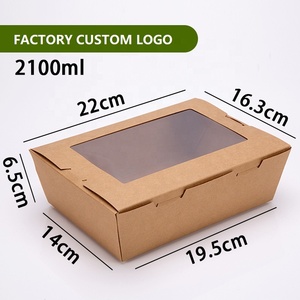 Cajas de Papel Kraft Biodegradables con Ventana y Logotipo Personalizado, <span class=keywords><strong>Caja</strong></span> Bento Desechable para Comida para Llevar, para Sushi y Kimbap - Product Image 3