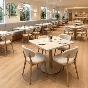 Conjunto <span class=keywords><strong>de</strong></span> Muebles Comerciales <span class=keywords><strong>para</strong></span> Restaurante Ron Group, Mesa Cuadrada <span class=keywords><strong>de</strong></span> Mármol, Silla Tapizada en Tela, Cabina Personalizada - Product Image 1