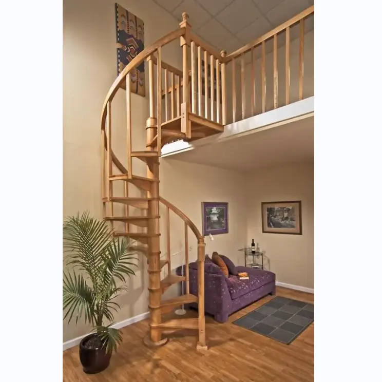 CBMmart Escadas comerciais fáceis de instalar, escadas em espiral de vidro para residências, escadas duráveis com piso de madeira