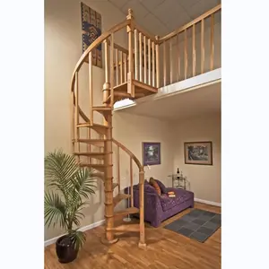 CBMmart Easy Installed Villa Commercial Stairs Glass Step Spiral Staircase Resident Indoor Wood Tread Durable Stairs