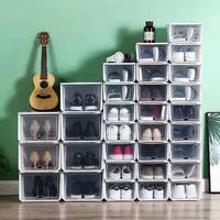 Boîtes de rangement en plastique modernes, vente en gros, boîte de rangement transparente empilable avec couvercle caché