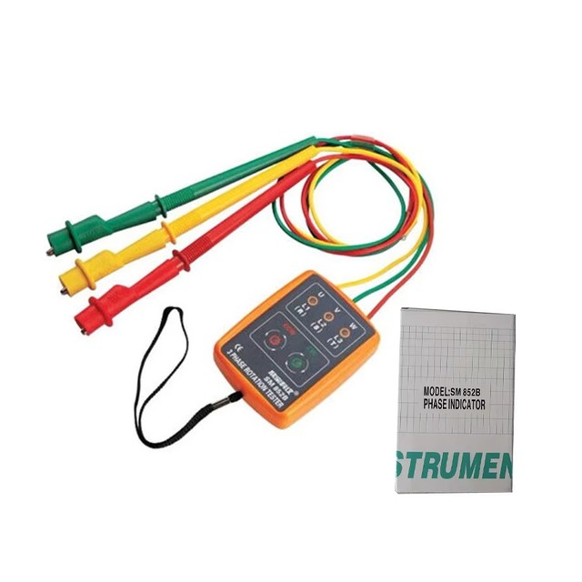 KBD SM852B Portable Sequence Tester 3 Phase Detector Rotation LED Buzzer Meter 60V~600VAC Voltage for Equipment