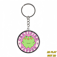 Portachiavi Certificato Yapper Frog, simpatico rospo verde su cerchio rosa, accessorio divertente per amanti dei chat, per borse, chiavi, zaini