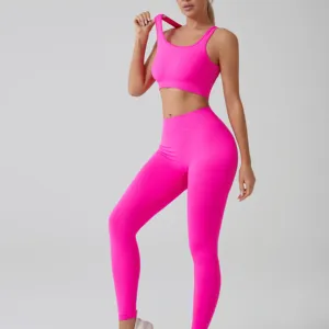 Custom Seamless Yoga Leggings   Long Sleeve Top Running Activewear Gym Fitness Suit with High Comfort Customizable Yoga Set