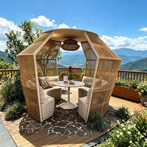 Conjunto de Muebles de Ratán de Lujo para Exteriores, Estilo <span class=keywords><strong>Tropical</strong></span>, con Asientos Cerrados y Cojines Suaves para Hoteles y Resorts de Playa - Product Image 4
