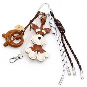 DIY Luxury Cartoon Schnauzer PU Leather Car Keychain for Women's Handbag High Quality Dog <b>Bag</b> <b>Charms</b> - Product Image 3