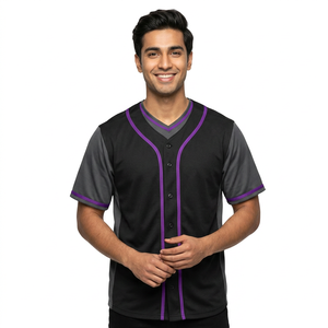 เสื้อเบสบอลและซอฟต์บอลผ้าคอตตอนเนื้อนุ่มออกแบบได้ตามต้องการ - Product Image 1