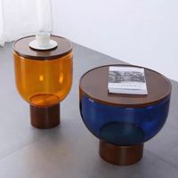 Ensemble de table basse en verre nordique Table d'appoint décorative pour la maison de luxe moderne Table basse ronde centrale pour salon