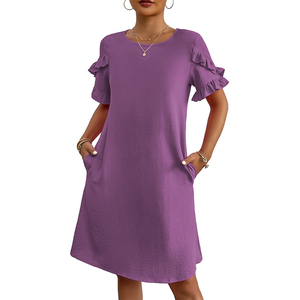 Mini Vestido corto de estilo dulce de Boutique para mujer, mangas con volantes, ropa de calle elegante para compras de verano, <span class=keywords><strong>iglesia</strong></span>, respetuoso con el medio ambiente - Product Image 1