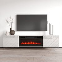 Meuble TV design flottant moderne blanc mat avec façades mates pour salon et chambre à coucher