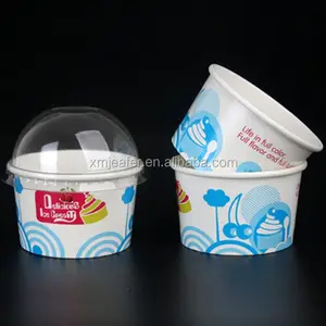Tasse de crème glacée en papier jetable personnalisée avec couvercle de dôme vente en gros, tasse de yaourt glacé en papier jetable
