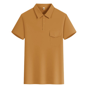Camisa Polo de Color Sólido, Manga Corta, Ropa de Trabajo, Fibra de Poliéster, Color Caqui, Uso Diario - Product Image 1