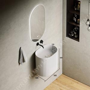 2025년 신상품 맞춤형 색상 20인치 욕실 인조 대리석 홈 플루티드 벽걸이형 라바보 화장실 세면대 - Product Image 6