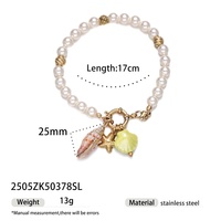 Bracelet Perles en Acier Inoxydable avec Breloques Coquillages et Pierres Naturelles Colorées Série Océan pour l'Été