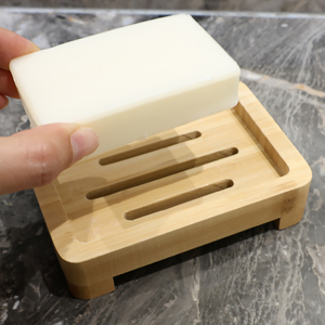 Moderno bagno di bambù portasapone auto drenante in legno Bar porta sapone per doccia quadrato antiscivolo vassoi per bagno uso cucina - Product Image 5