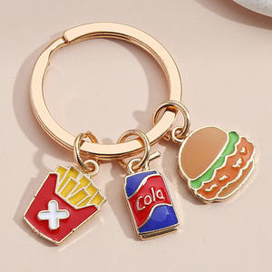 Porte-clés créatifs en métal sur le thème <span class=keywords><strong>de</strong></span> la nourriture : <span class=keywords><strong>pain</strong></span>, gâteau, frites, fromage, <span class=keywords><strong>sandwich</strong></span>, beignet, hamburger, hot-dog, café glacé - Product Image 5