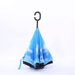 Parapluie inversé QM résistant au vent, mains libres, avec poignée en C, intelligent, double couche, inversé, à l'envers - Product Image 5