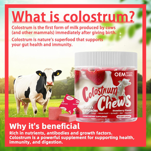 OEM Bovine Colostrum Gummies Chews <strong>Supplement</strong> with Probiotics for Gut Health, <strong>Bloating</strong>, Skin, Hair Growth and Beauty - Product Image 4