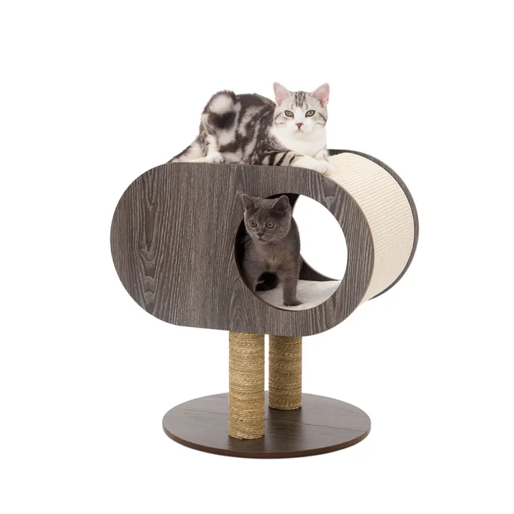 China Best Seller Wooden Cat Tree Furniture Portable Removable Nordic Wooden Cat House Bed