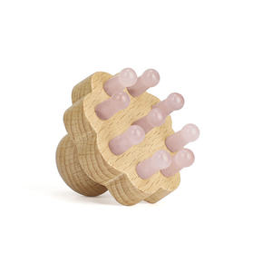 Masajeador Gua Sha de piedra natural para el cuero cabelludo, peine de Jade de cuarzo rosa de 9 dientes, herramienta de masaje terapéutico con mango de madera, masajeador de cabeza - Product Image 2