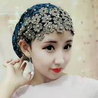 Hiyab Moderno para Mujer, Color Sólido, Turbante Musulmán, Gorro con Decoración Floral, Pañuelo para la Cabeza, Estilo Ramadán, Sombreros Indios