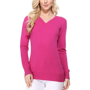เสื้อสเวตเตอร์ไหมแคชเมียร์คอวี แขนยาว สีพื้น เรียบง่าย สไตล์มินิมอล สำหรับผู้หญิง เหมาะสำหรับฤดูใบไม้ร่วง ป้องกันการเป็นขุย - Product Image 2