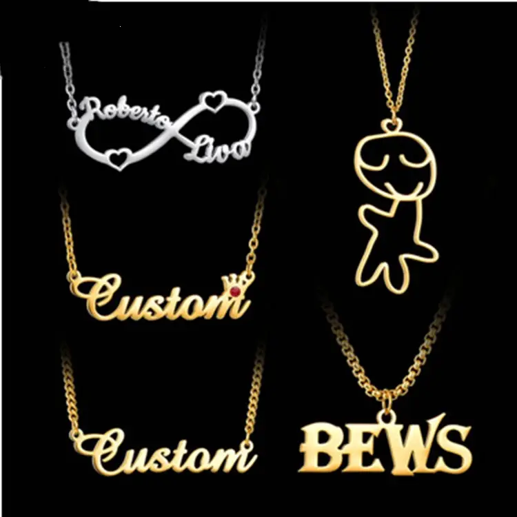 Personalize Gold Plated Custom Name Necklace Stainless Steel Bracelet Earrings Jewelry