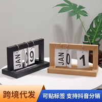 Calendrier Perpétuel Moderne Minimaliste en Bois Massif Naturel Fait Main et Poli à la Main, pour Bureau, Maison, Étude, Dortoir, Photo