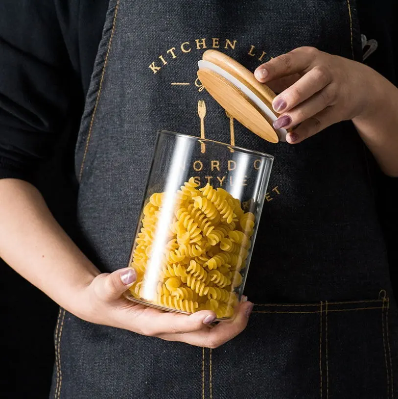 Kotak penyimpanan makanan kaca, set wadah penyimpan kabinet rumah kreatif kacang beras, kotak segar