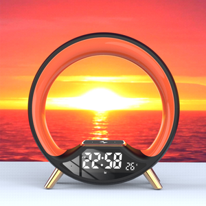 Altavoz de música, cargador inalámbrico, lámpara de noche LED, reloj despertador, escritorio, luz nocturna, ambiente regulable, lámpara de mesa LED RGB - Product Image 3