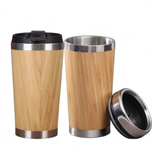 Gobelet de voyage en bambou et acier inoxydable 450 ml avec logo personnalisé, vente en gros, tasse en bois, gobelet de voyage en bambou pour café - Product Image 1