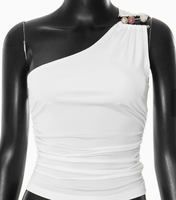 Nouveau t-shirt court sexy à une épaule